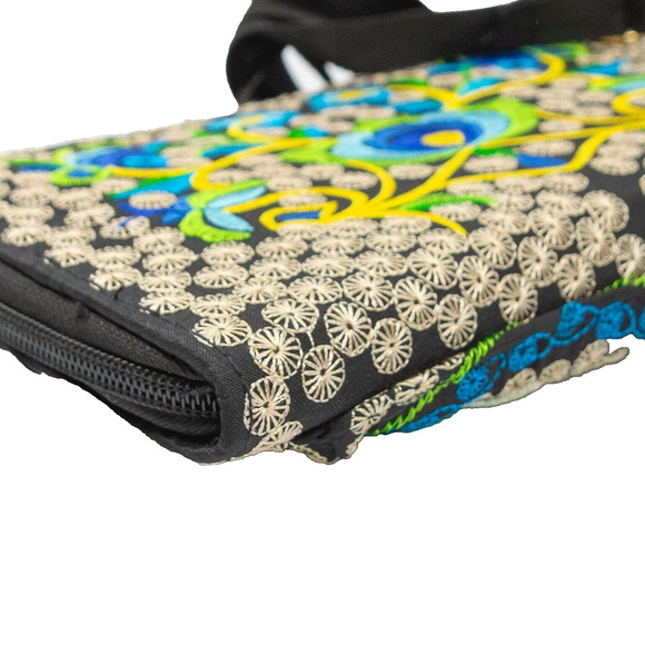 Womens Vintage Embroidered Floral Crossbody Wallet Removable Adjustable Strap - Picture 8 of 10